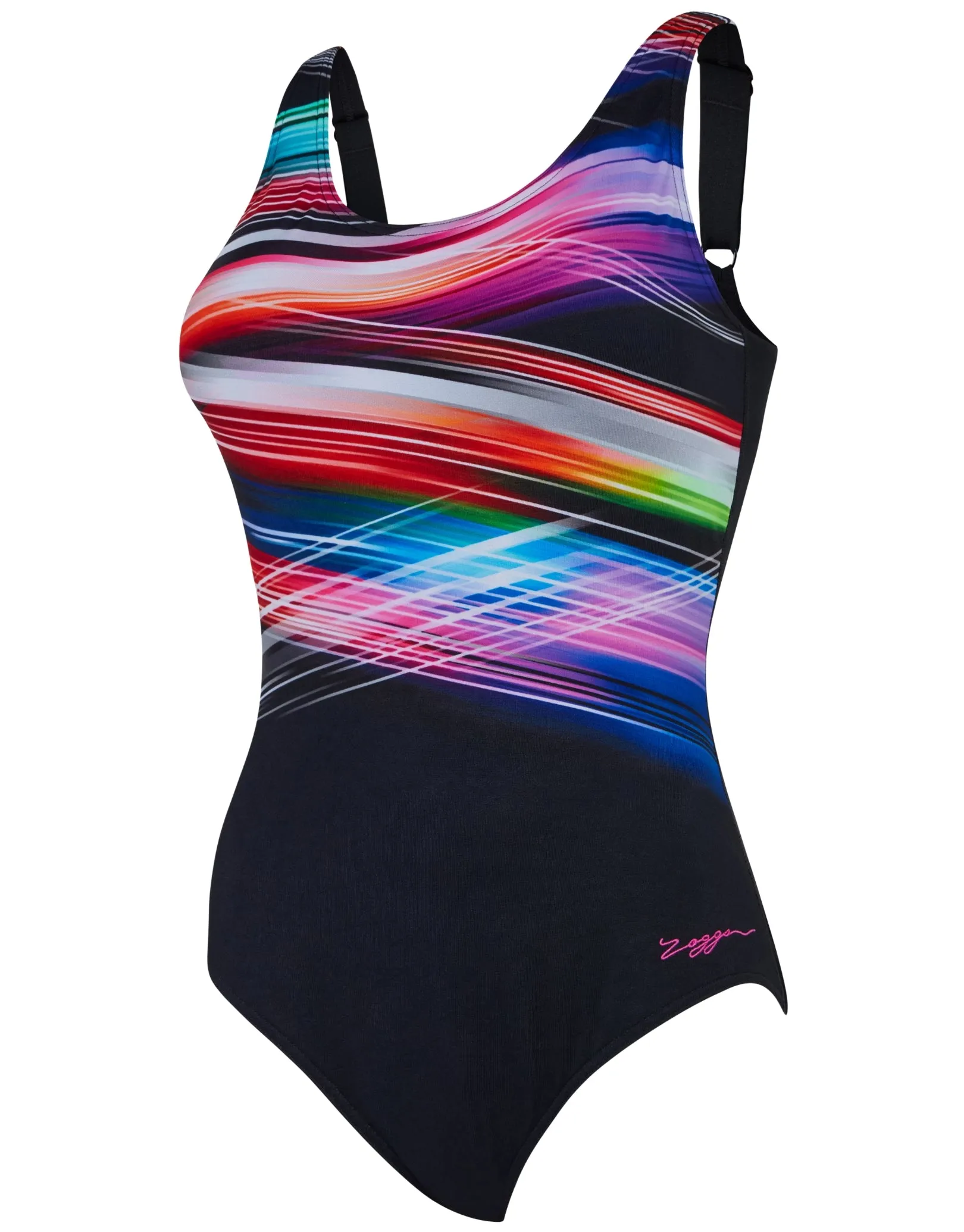 Prism Geo Adjustable Scoopback Swimsuit - Black/Multi