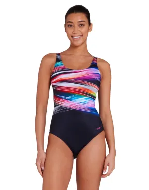Prism Geo Adjustable Scoopback Swimsuit - Black/Multi