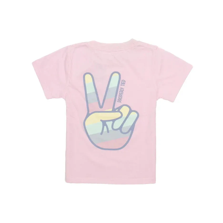 Properly Tied Rose Pink Peace Sign Short Sleeve Tee