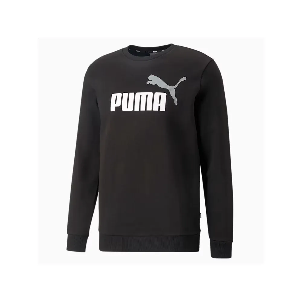 Puma Mens Essential  Two-Tone Big Logo Fleece Crew