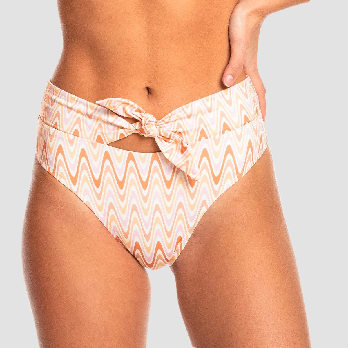 Quiksilver Classic Tie High Waisted Bikini Bottoms Cosmic Ripples Bleached Mauve - Womens