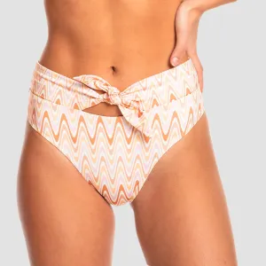 Quiksilver Classic Tie High Waisted Bikini Bottoms Cosmic Ripples Bleached Mauve - Womens