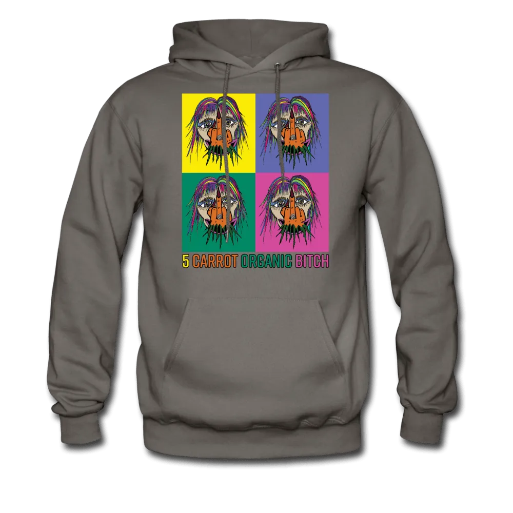 "5 CARROT ORGANIC BITCH" Print Kangaroo Pocket Hoodies