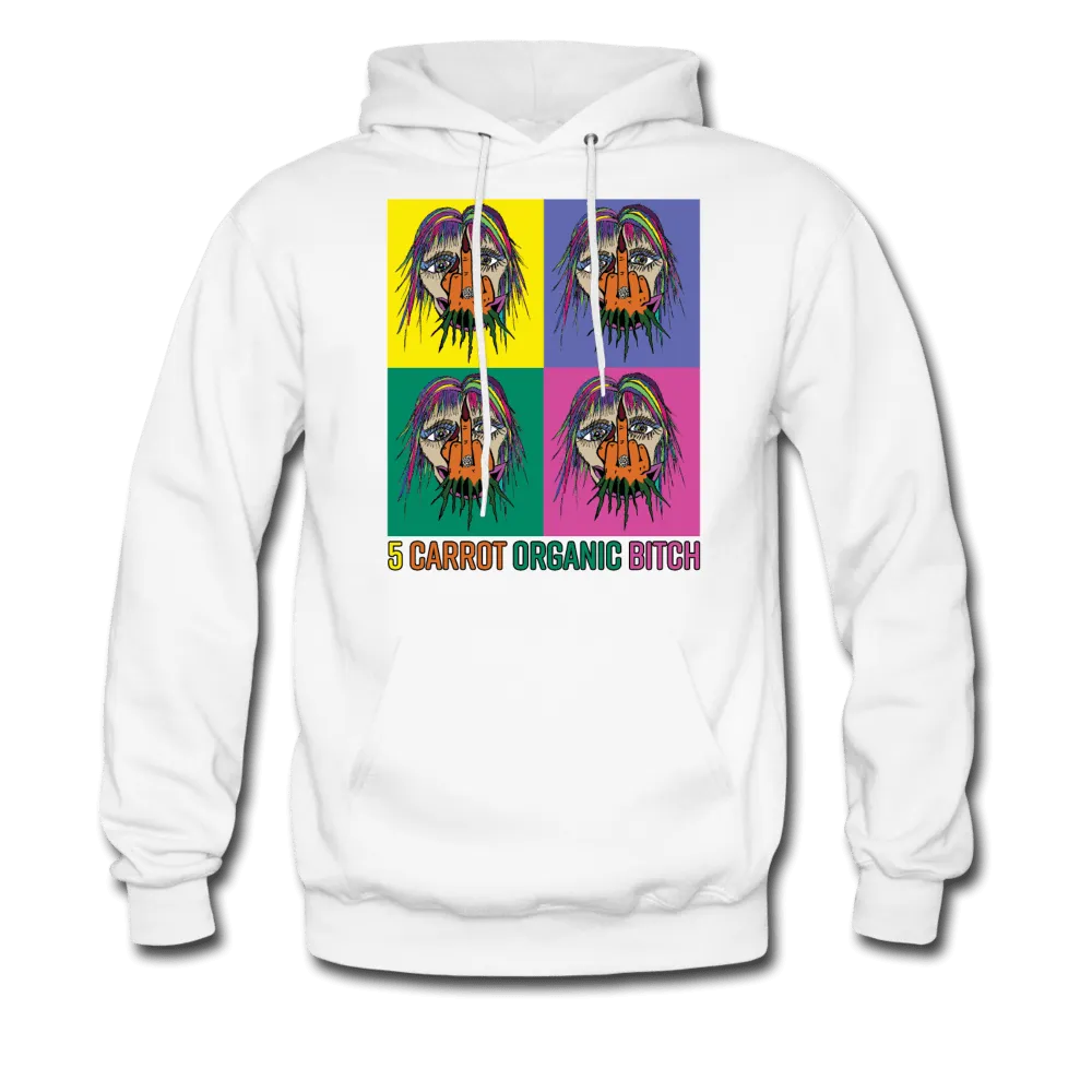 "5 CARROT ORGANIC BITCH" Print Kangaroo Pocket Hoodies