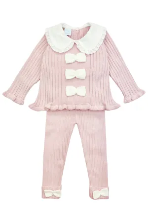 "Anabella" Dusky Pink & Ivory Bow Top & Leggings