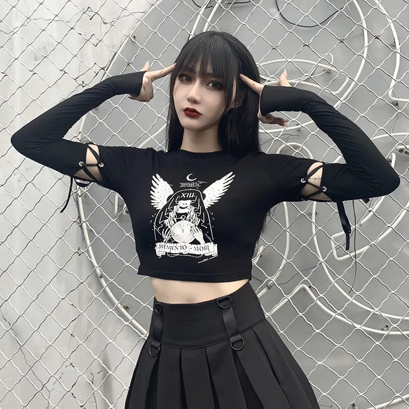 "ANGEL WINGS PRINT LACE UP" CROP TOP N102003