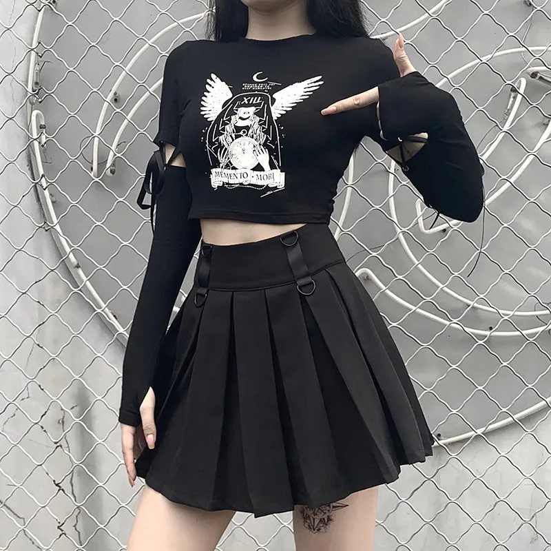 "ANGEL WINGS PRINT LACE UP" CROP TOP N102003