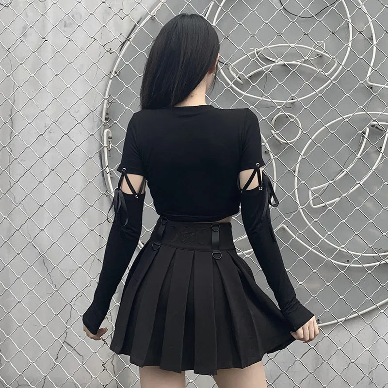 "ANGEL WINGS PRINT LACE UP" CROP TOP N102003