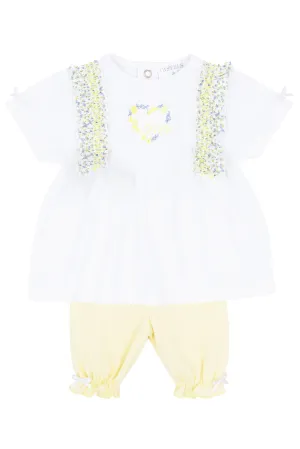 "Barbara" Lemon & Blue Floral Blouse & Leggings
