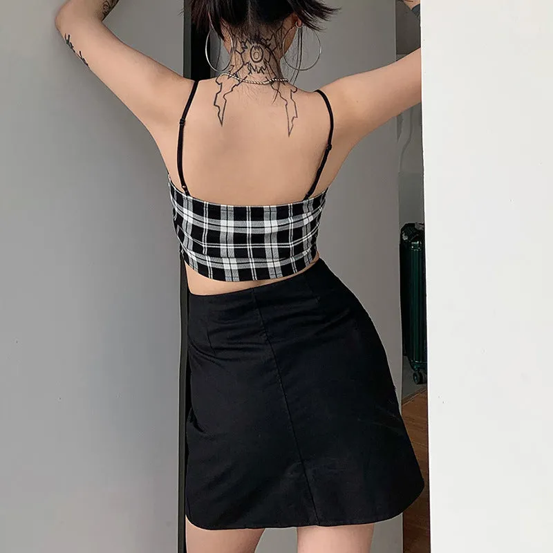 "BLACK PLAID" VEST   T-SHIRT N111101