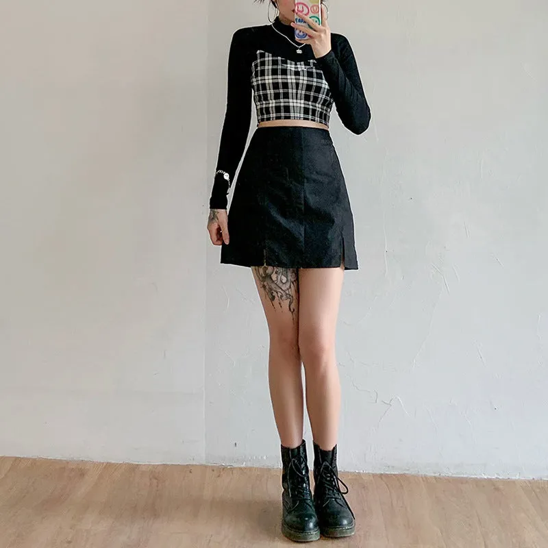 "BLACK PLAID" VEST   T-SHIRT N111101