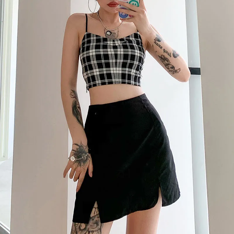 "BLACK PLAID" VEST   T-SHIRT N111101