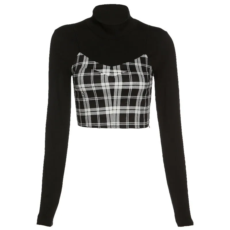 "BLACK PLAID" VEST   T-SHIRT N111101