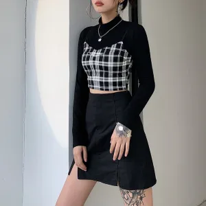 "BLACK PLAID" VEST   T-SHIRT N111101