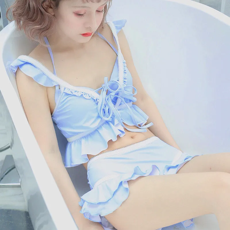 "BLUE CUTE SPLIT" SWIMSUIT K042703