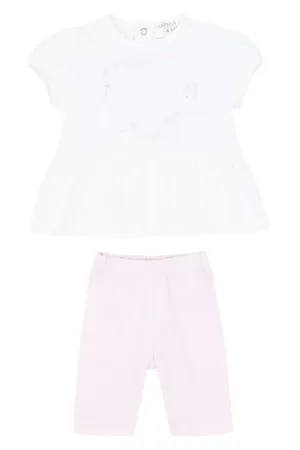 "Colette" White & Pink Blouse & Leggings