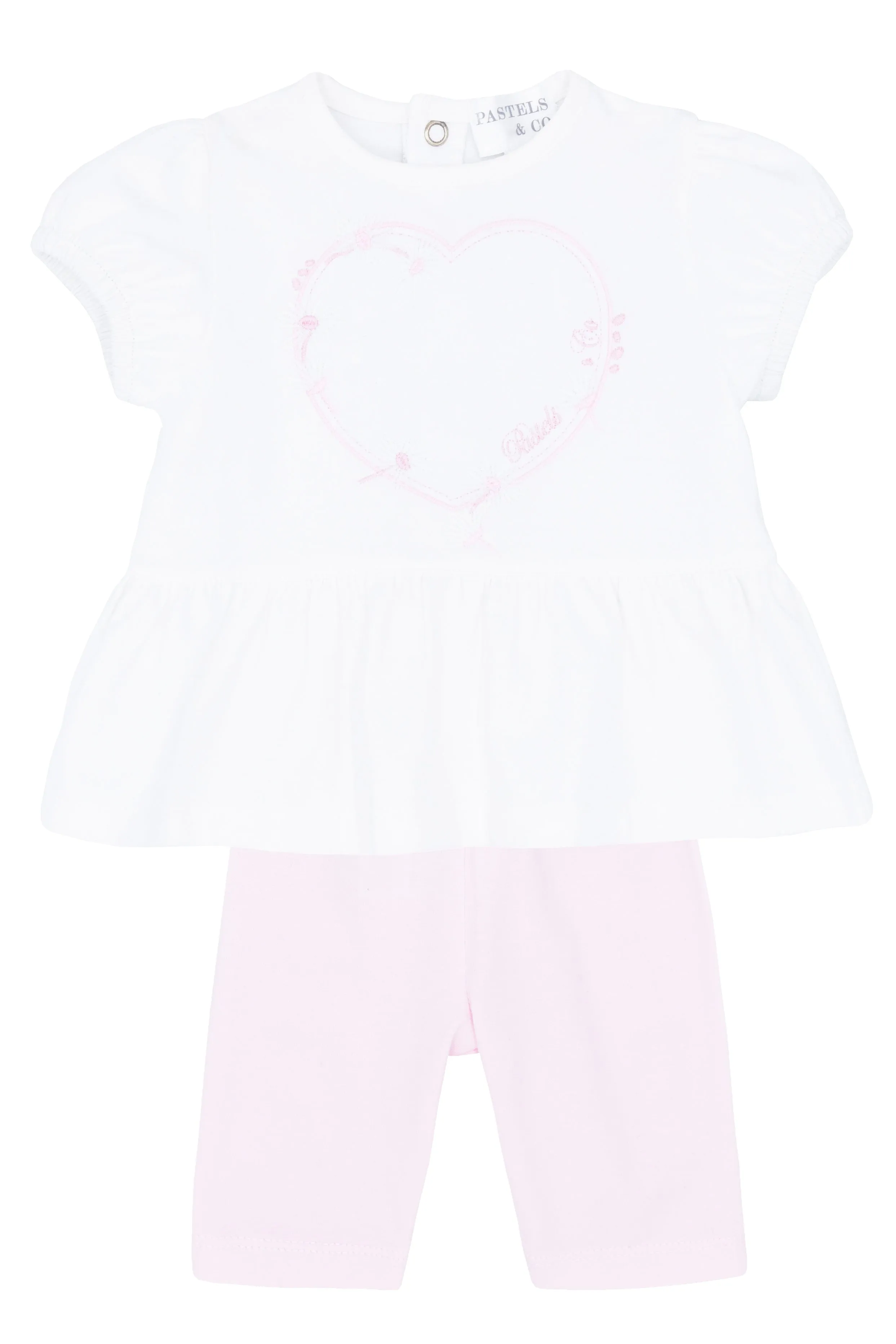 "Colette" White & Pink Blouse & Leggings