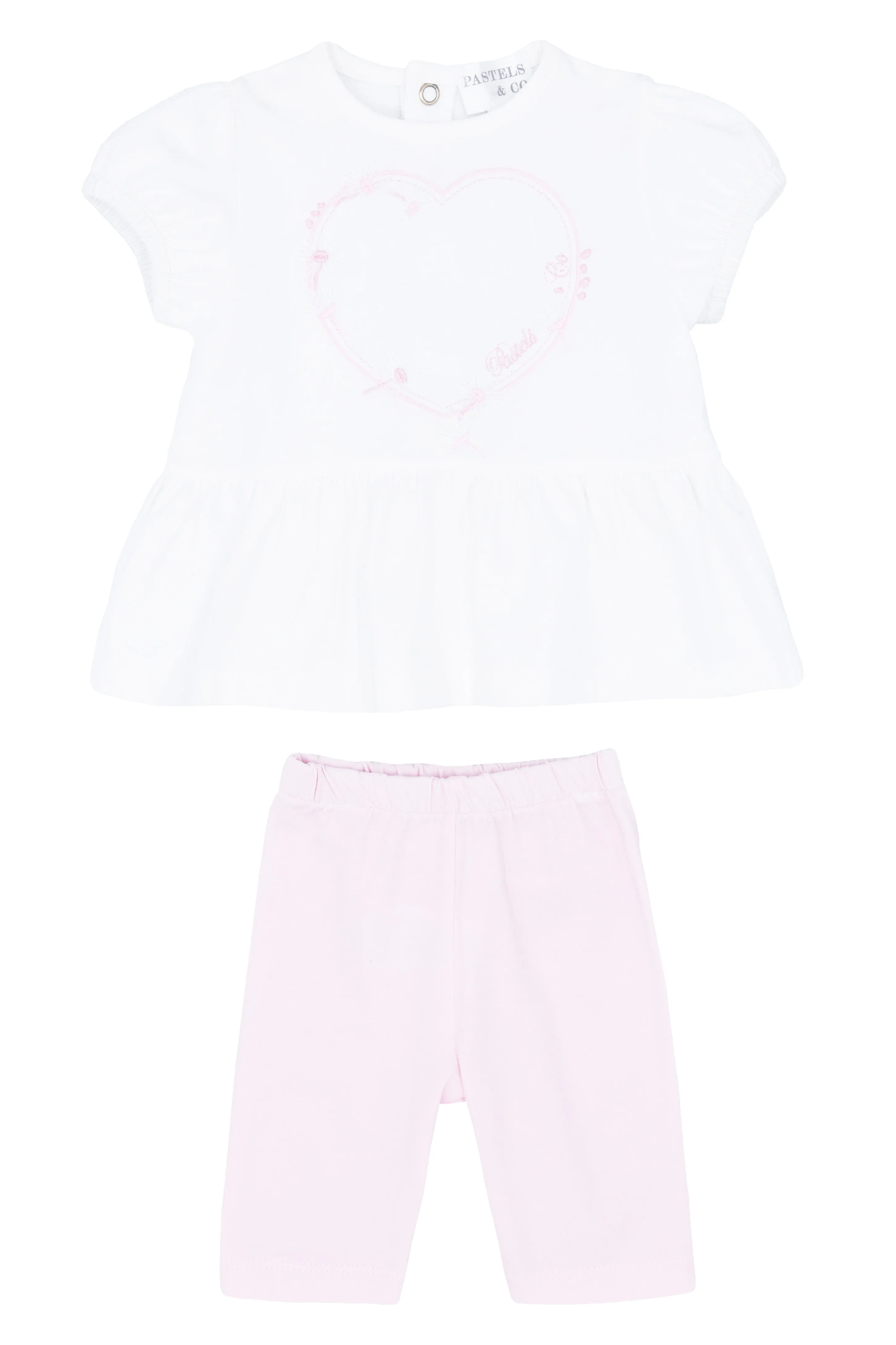 "Colette" White & Pink Blouse & Leggings