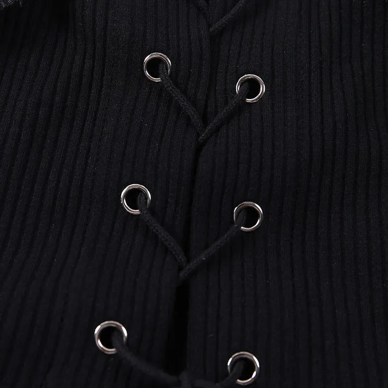 "DARK CUTOUT" CROP TOPS D051201