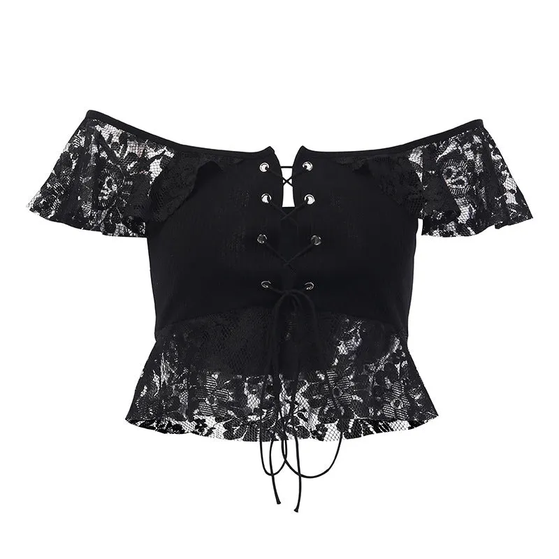 "DARK CUTOUT" CROP TOPS D051201