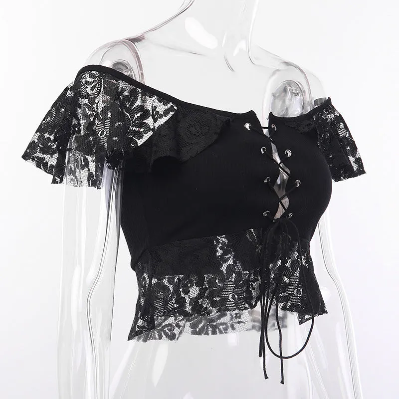 "DARK CUTOUT" CROP TOPS D051201