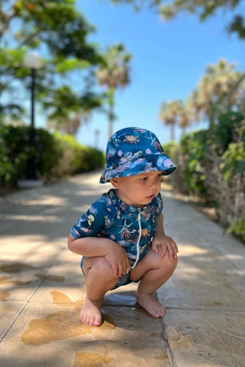 "Lonnie" Teal Sea Life Sunhat