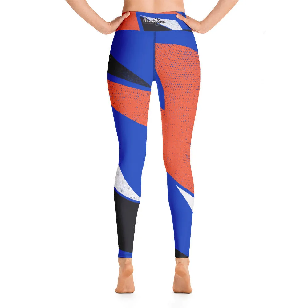 "Lynn Beauty-Face" Blue-Orange Lightning Yoga / Workout Leggings