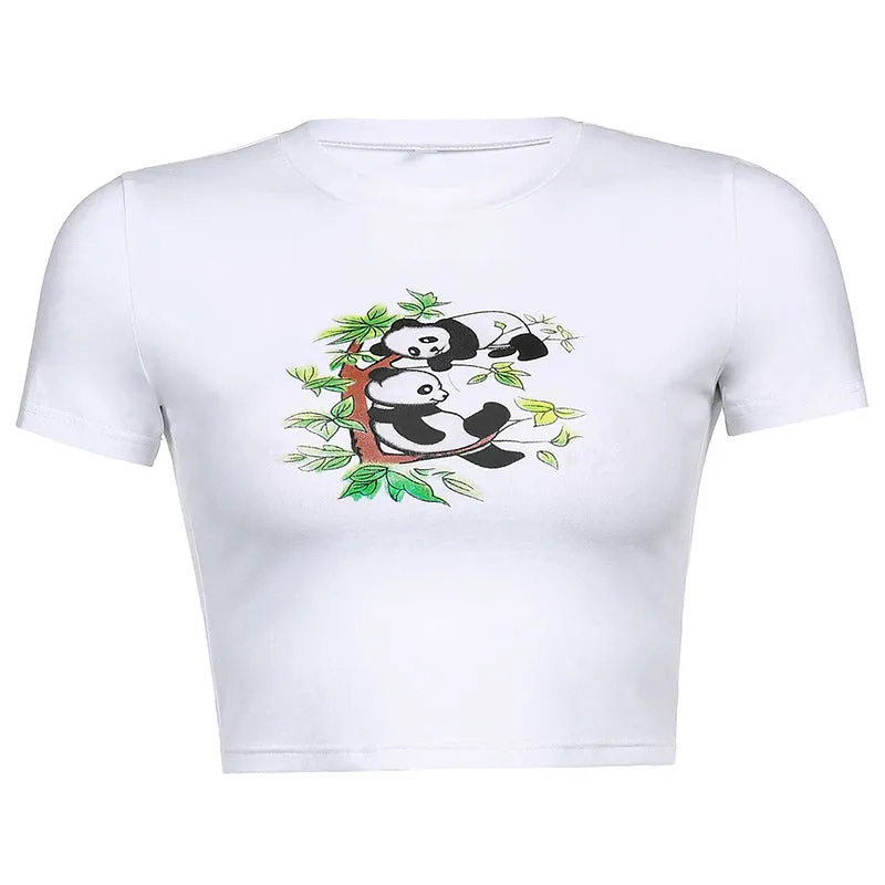 "PANDA BAMBOO PRINT" CROP TOP N022607