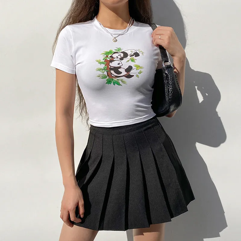 "PANDA BAMBOO PRINT" CROP TOP N022607