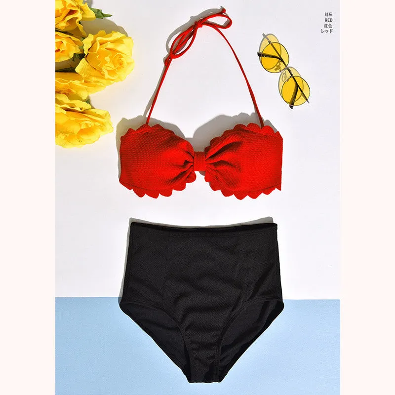 "PETAL EDGES HIGH WAIST" BIKINI SWIMSUIT K042701