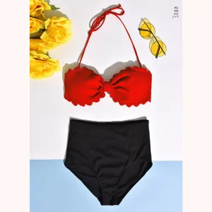 "PETAL EDGES HIGH WAIST" BIKINI SWIMSUIT K042701