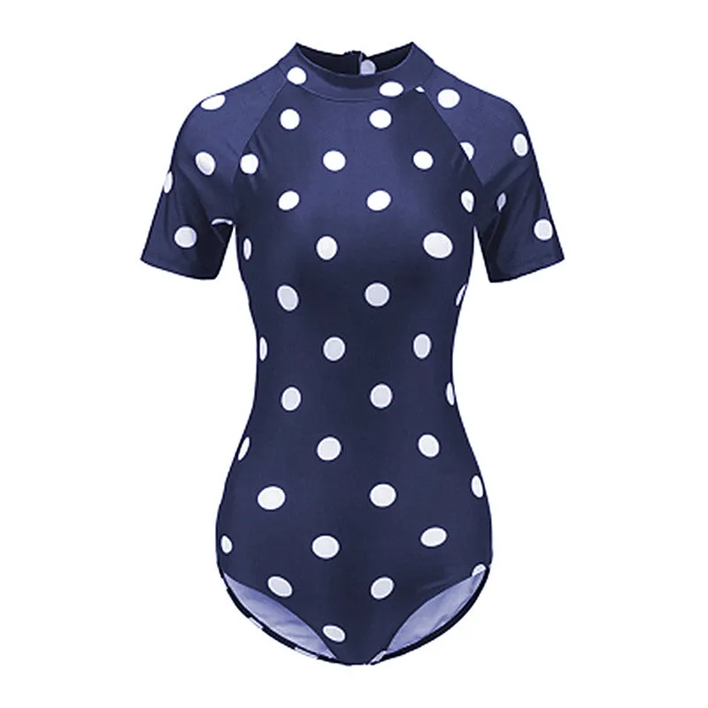 "RETRO POLKA DOT SHORT SLEEVE" ONE PIECE SWIMSUIT K042902