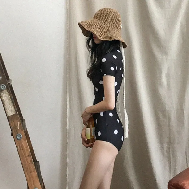 "RETRO POLKA DOT SHORT SLEEVE" ONE PIECE SWIMSUIT K042902