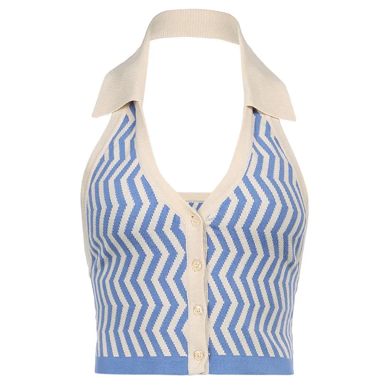 "WAVY STRIPED KNITTED" VEST N022604