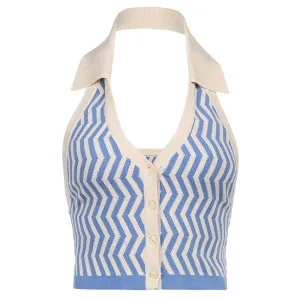 "WAVY STRIPED KNITTED" VEST N022604