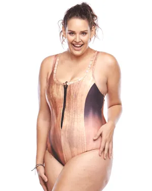 Racer Back Swimsuit Zip - Amber