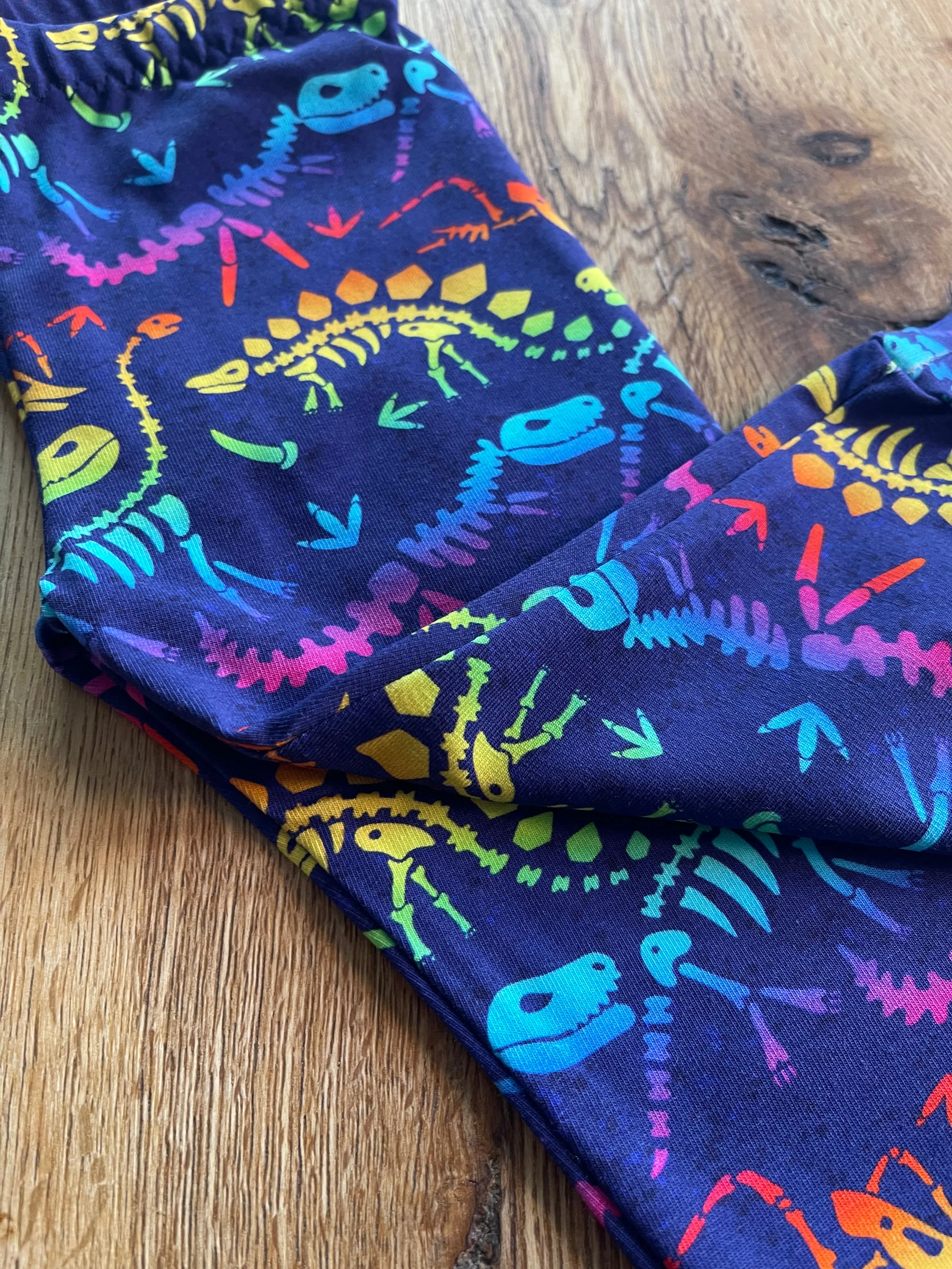 Rainbow Dinos Cuffed Leggings