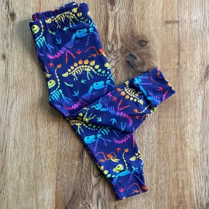 Rainbow Dinos Cuffed Leggings