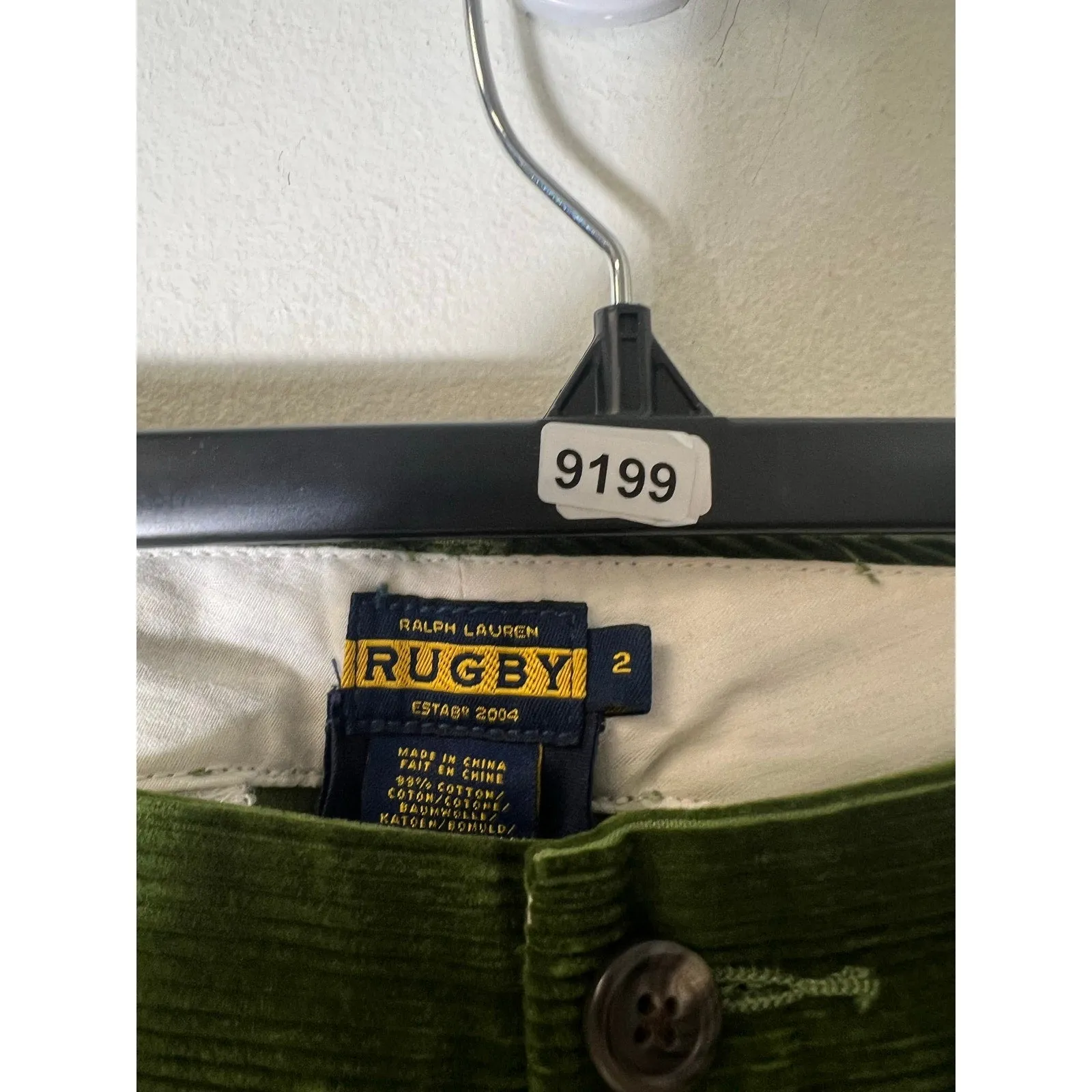 Ralph Lauren Rugby Green Whale Corduroy Pants Sz 2