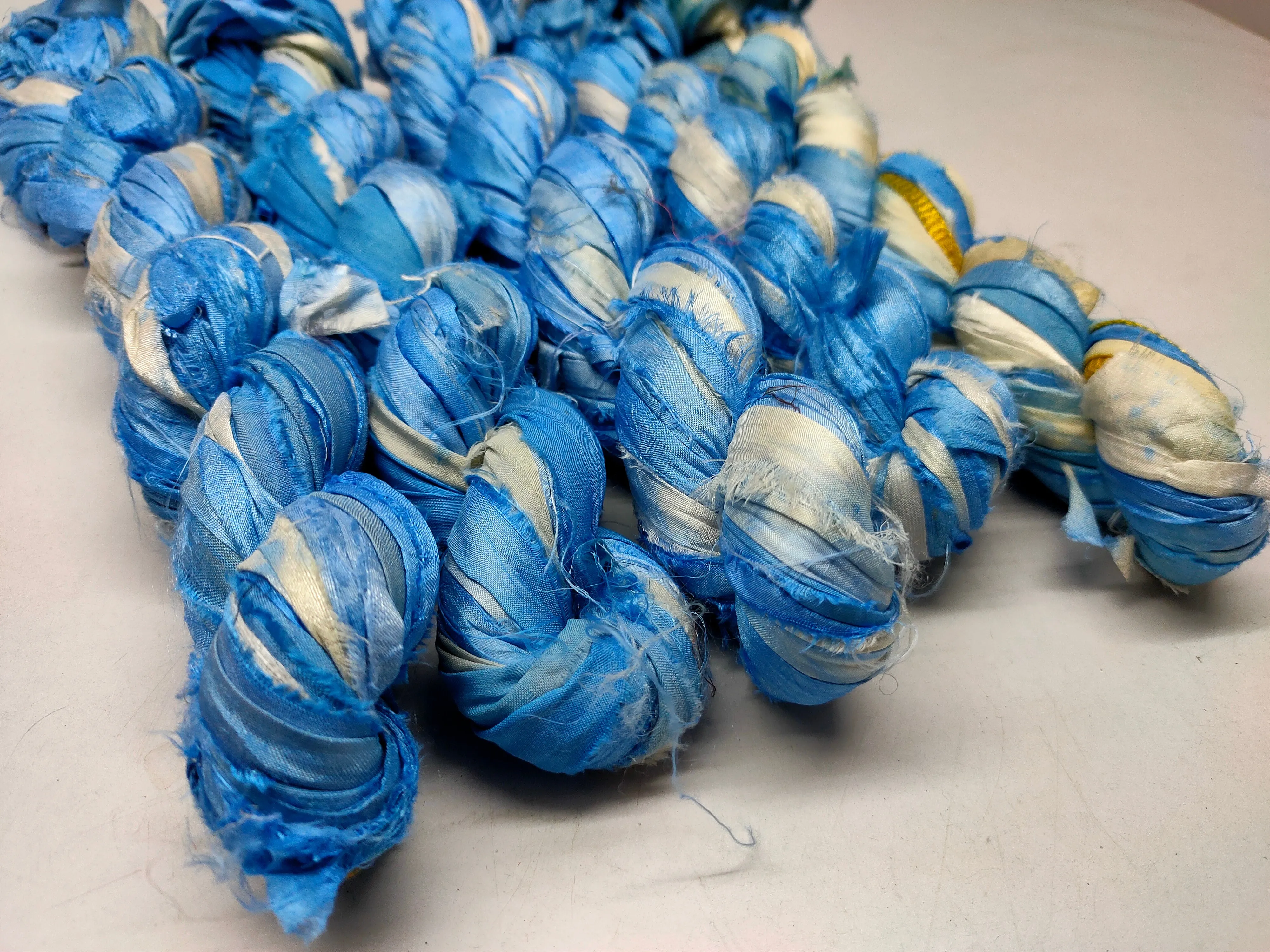 Recycled Sari Silk Ribbon - Cloud