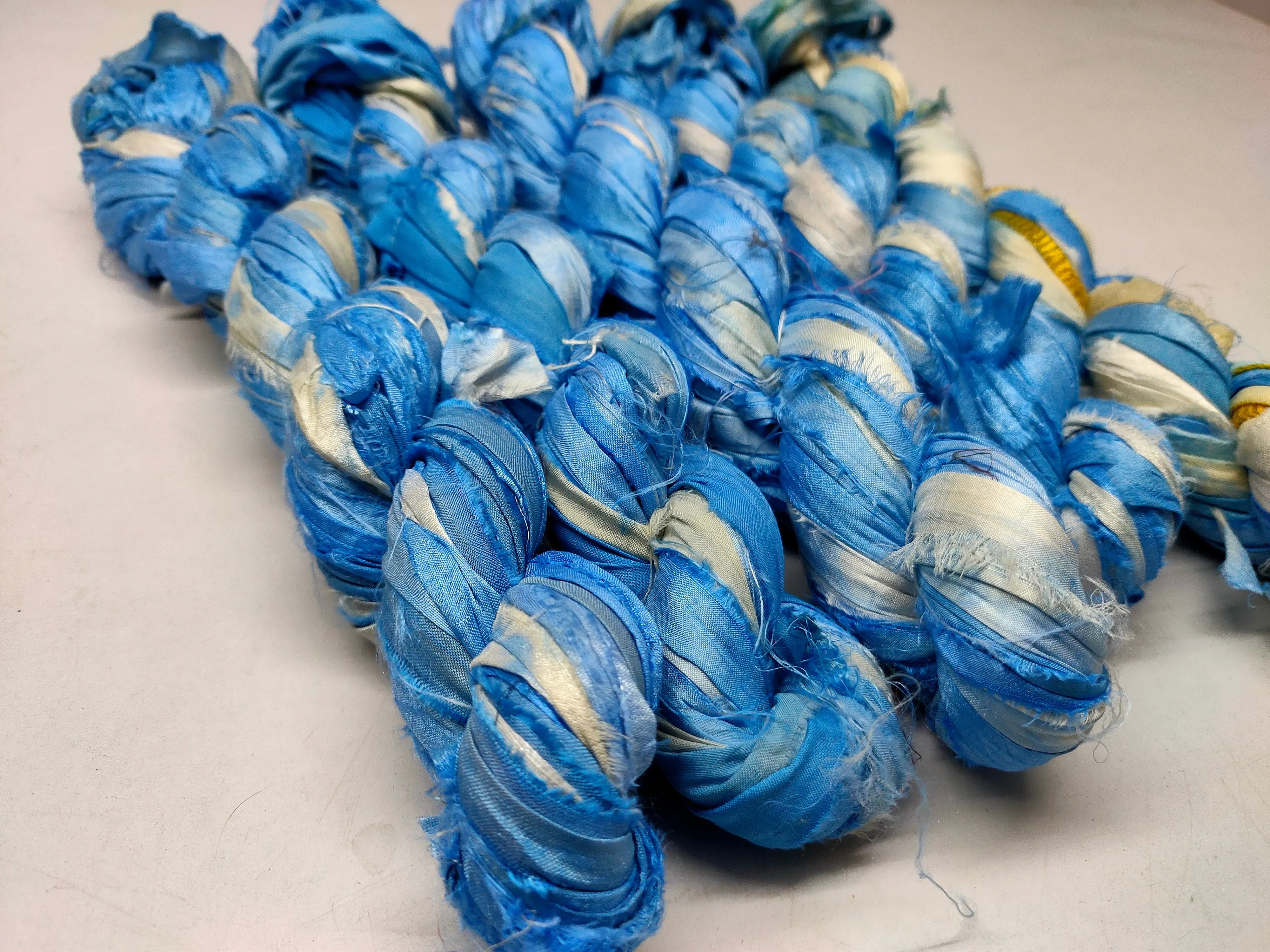 Recycled Sari Silk Ribbon - Cloud
