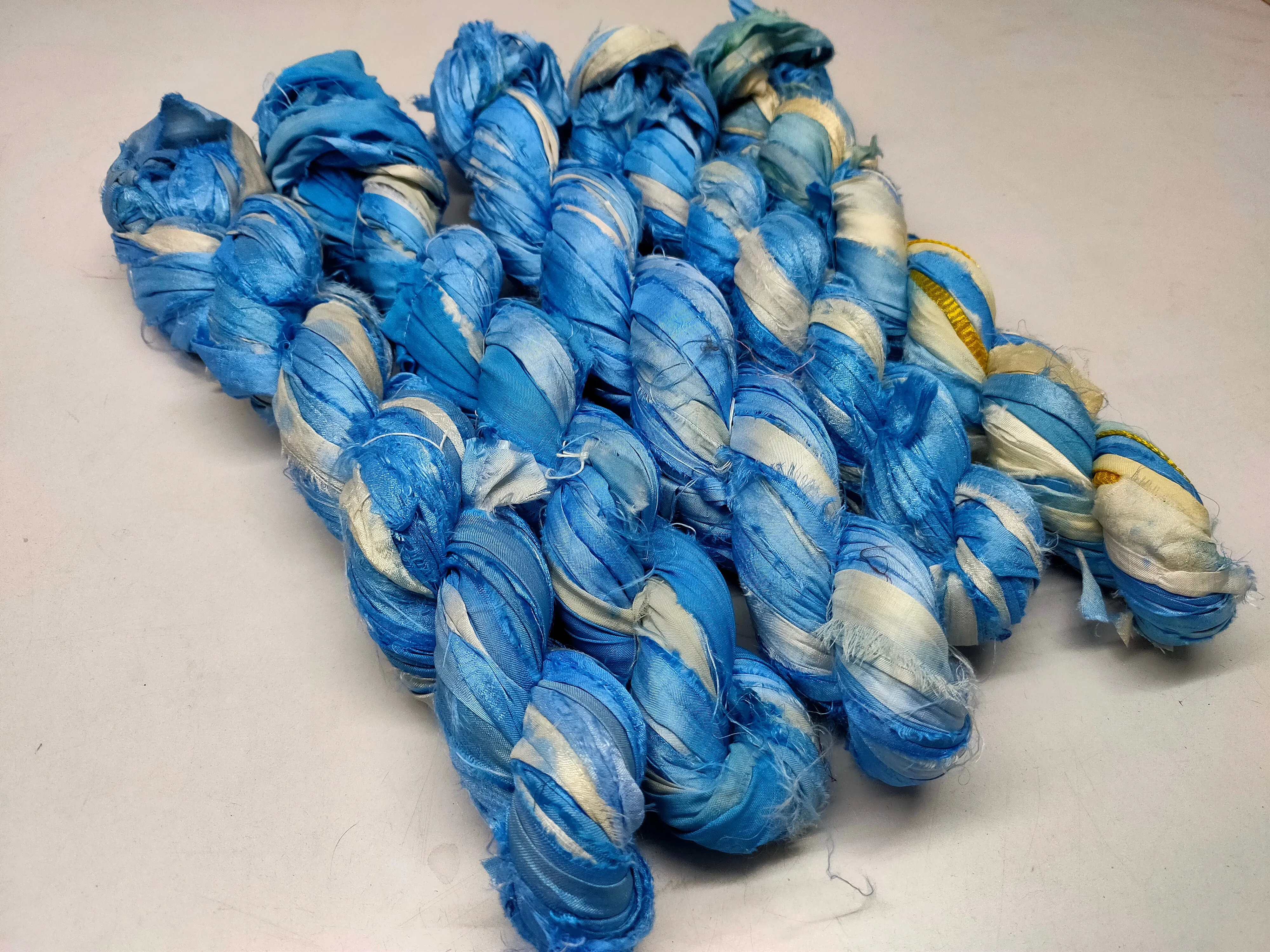 Recycled Sari Silk Ribbon - Cloud