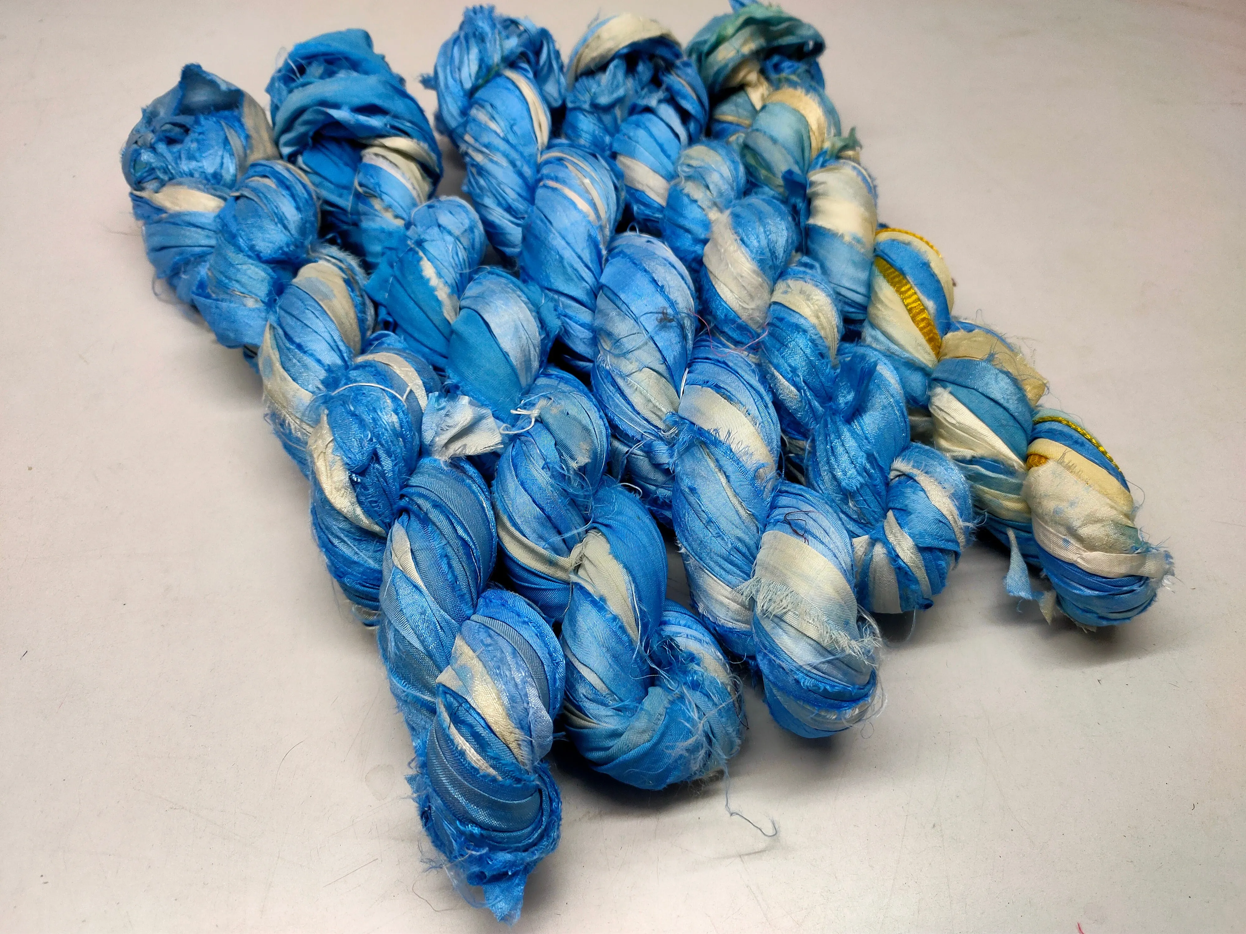 Recycled Sari Silk Ribbon - Cloud
