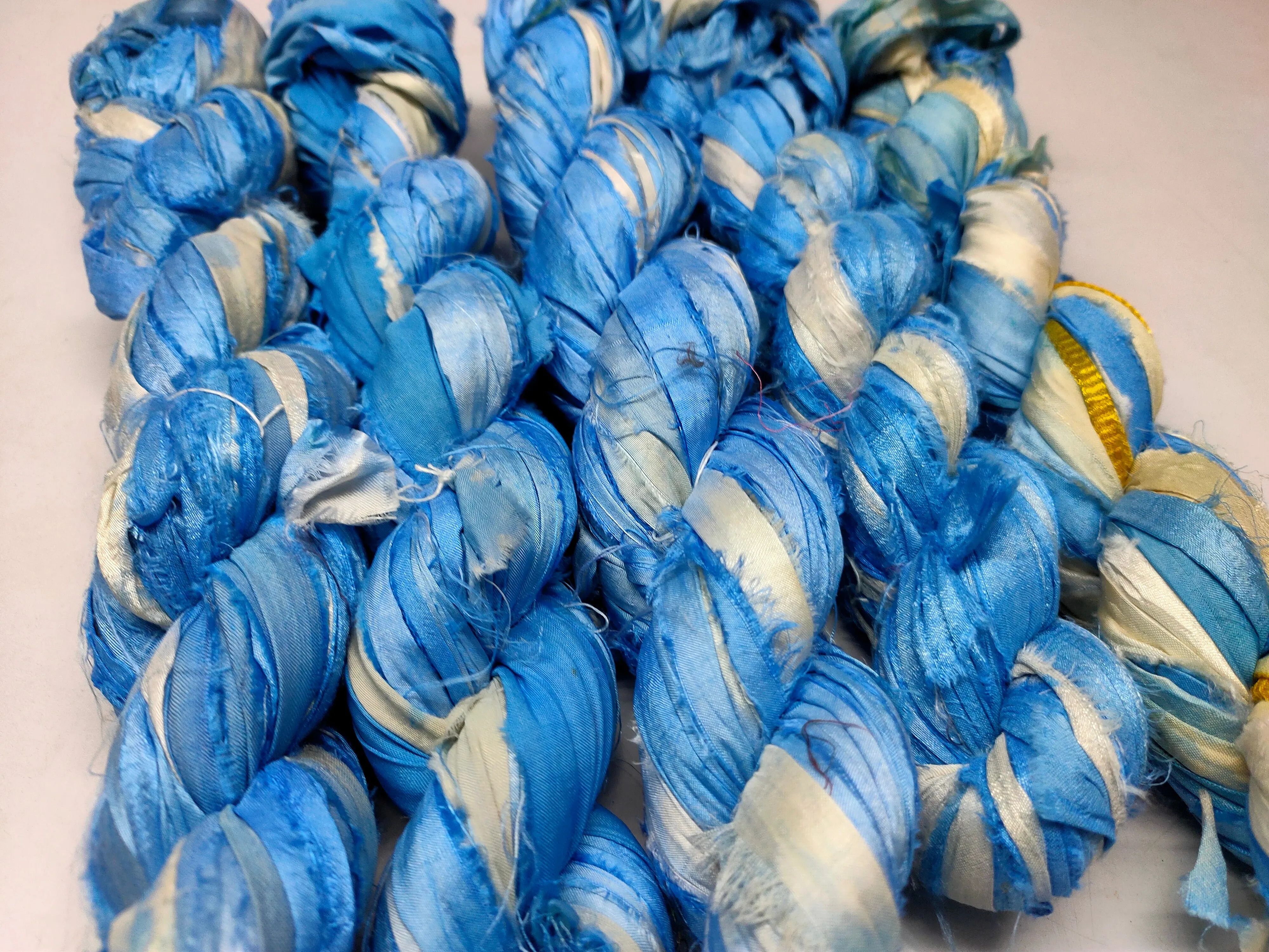 Recycled Sari Silk Ribbon - Cloud