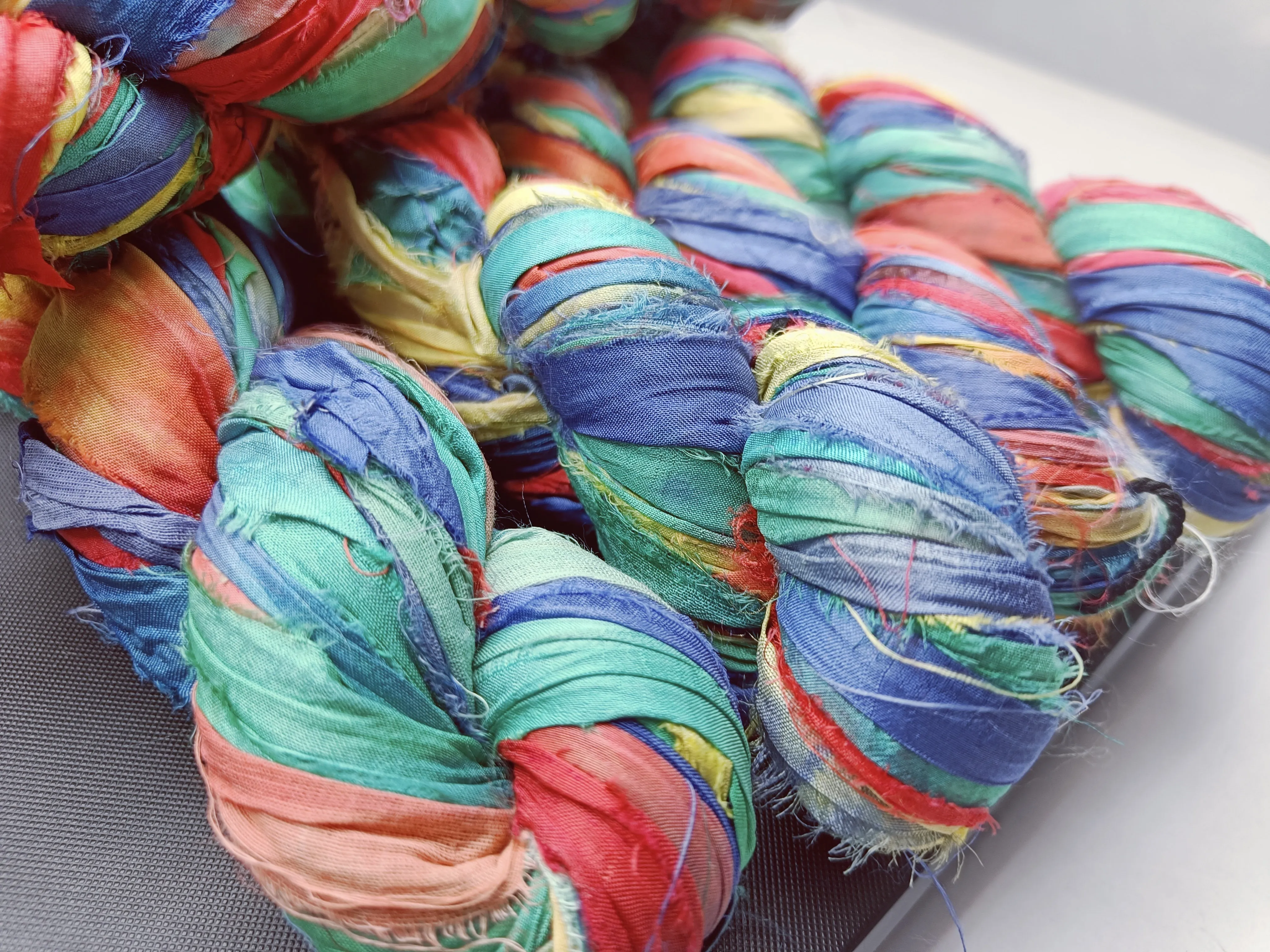 Recycled Sari Silk Ribbon Rainbow