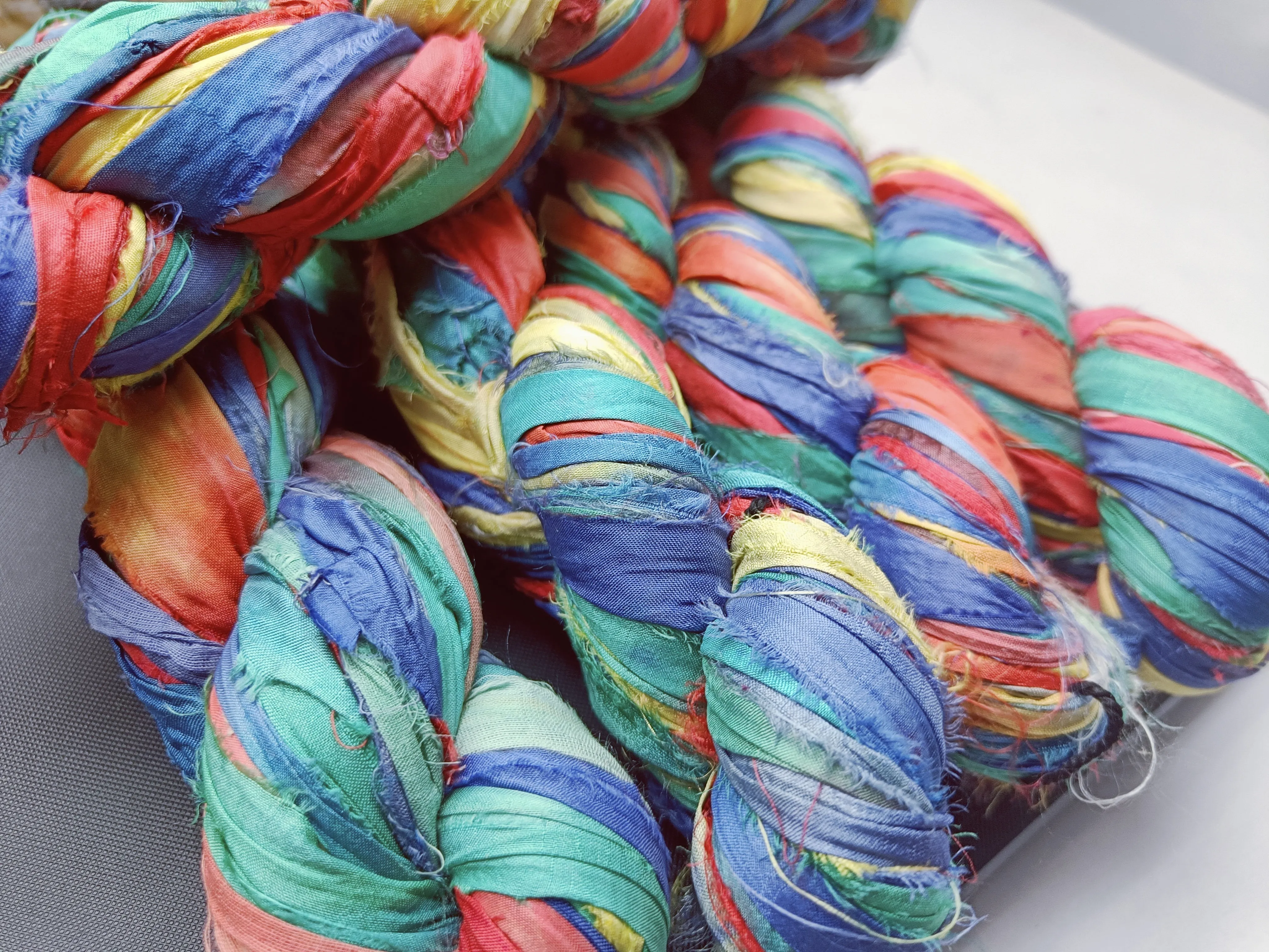 Recycled Sari Silk Ribbon Rainbow