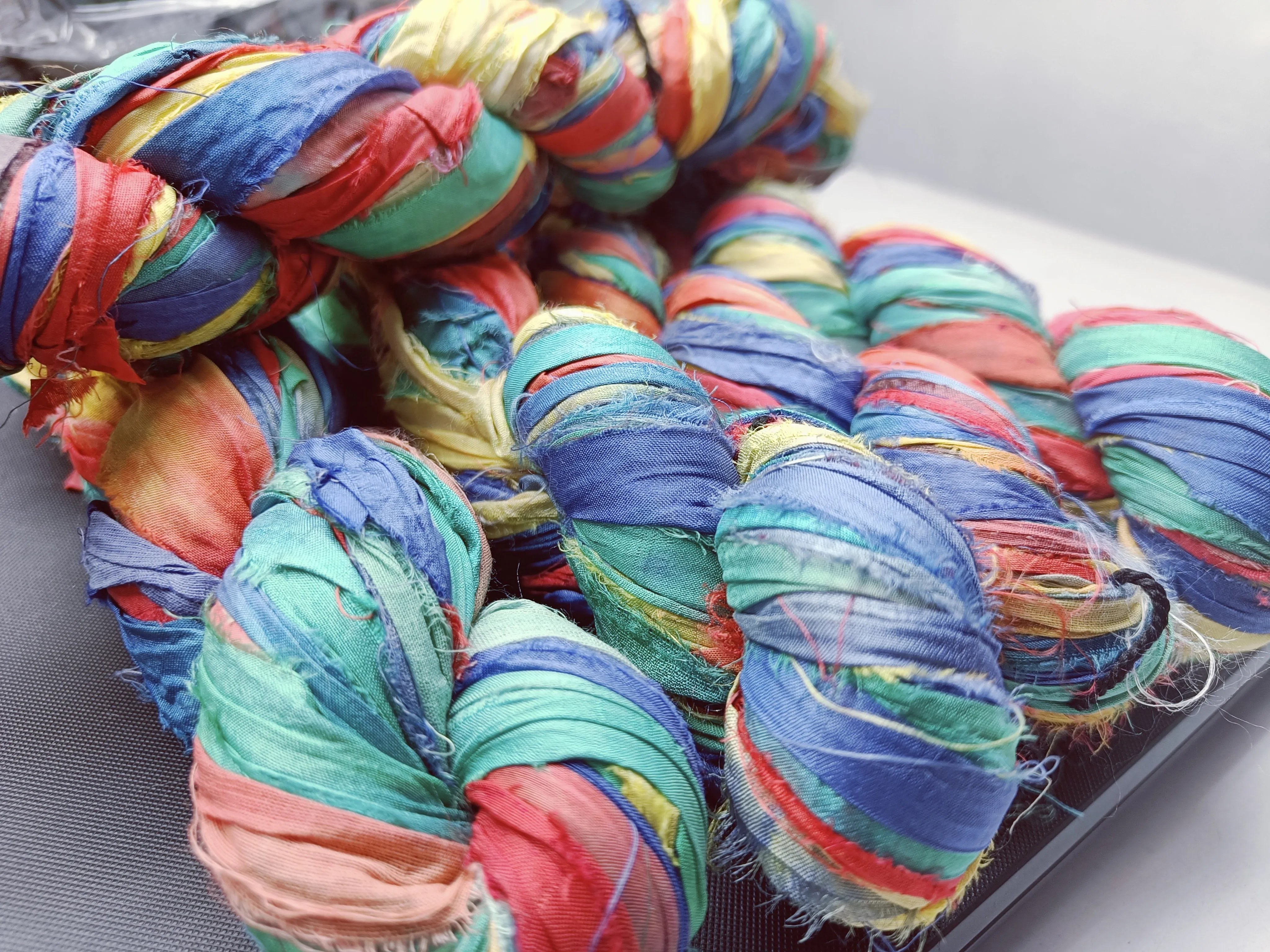 Recycled Sari Silk Ribbon Rainbow