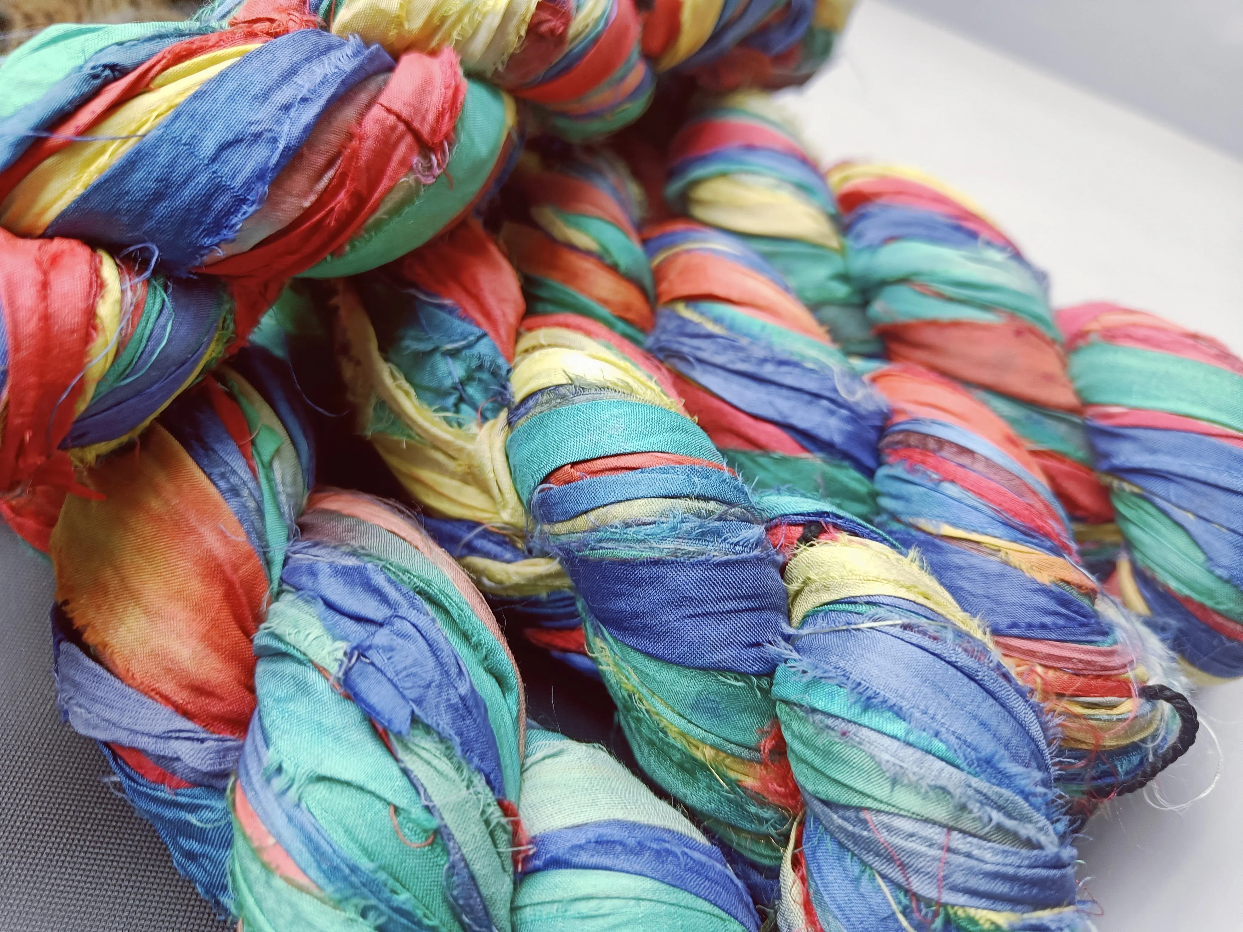 Recycled Sari Silk Ribbon Rainbow