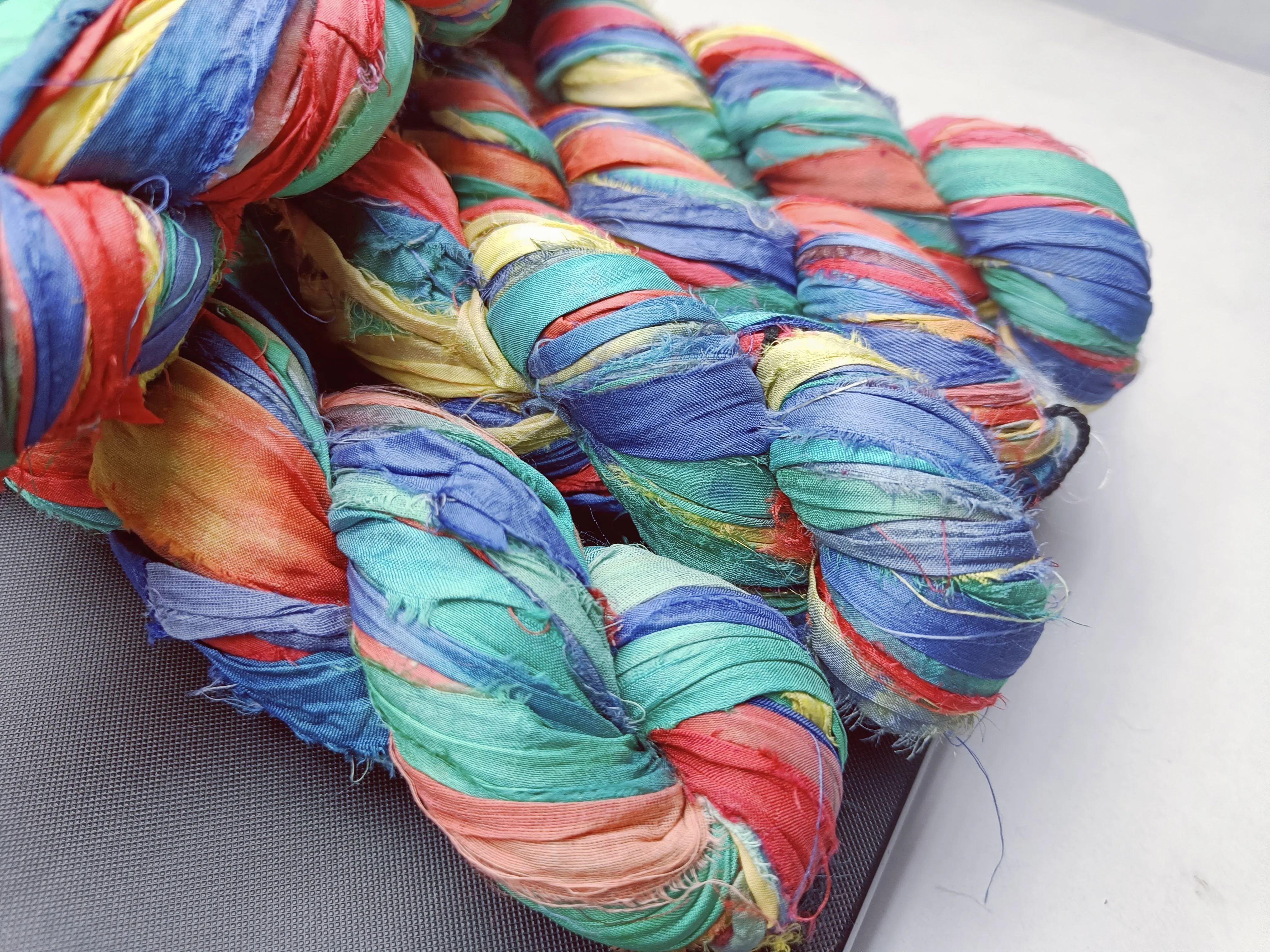 Recycled Sari Silk Ribbon Rainbow