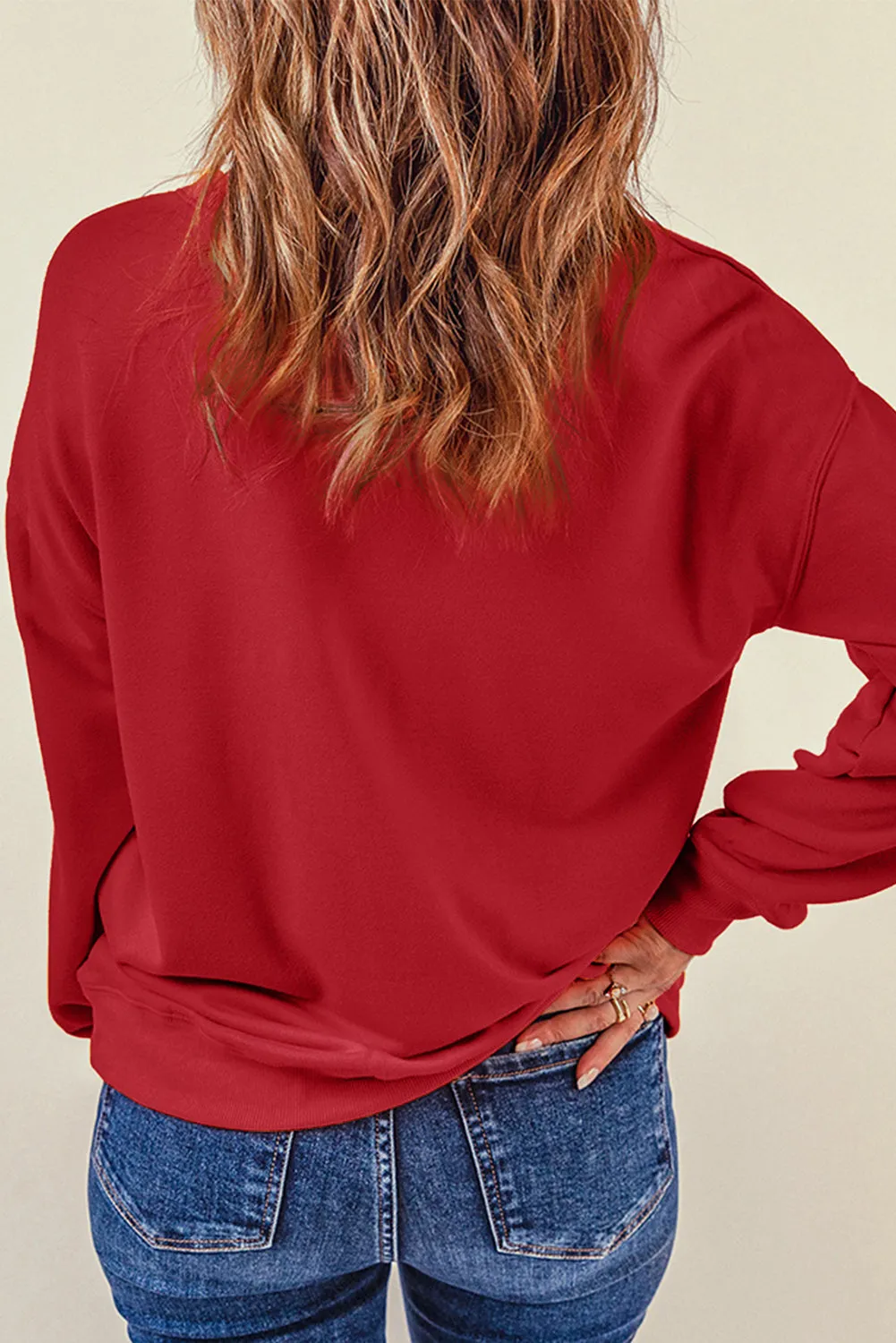 Red Leopard Heart Graphic Valentines Sweatshirt